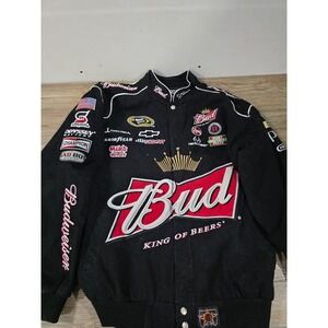 JH Design NASCAR Kevin Harvick Budweiser Jacket L Black Vintage VTG Nice